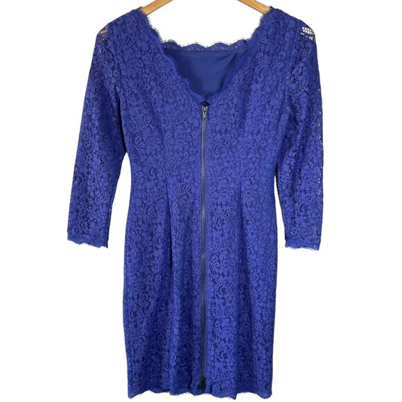 Adrianna Papell Royal Blue Lace Sheath Cocktail Dress Size 2 Wedding Guest Party - Picture 4 of 6